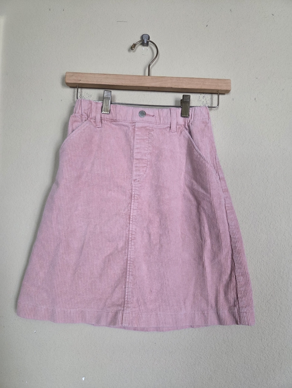 Uniqlo Girls Pink Corduroy Skirt Stretch Waist